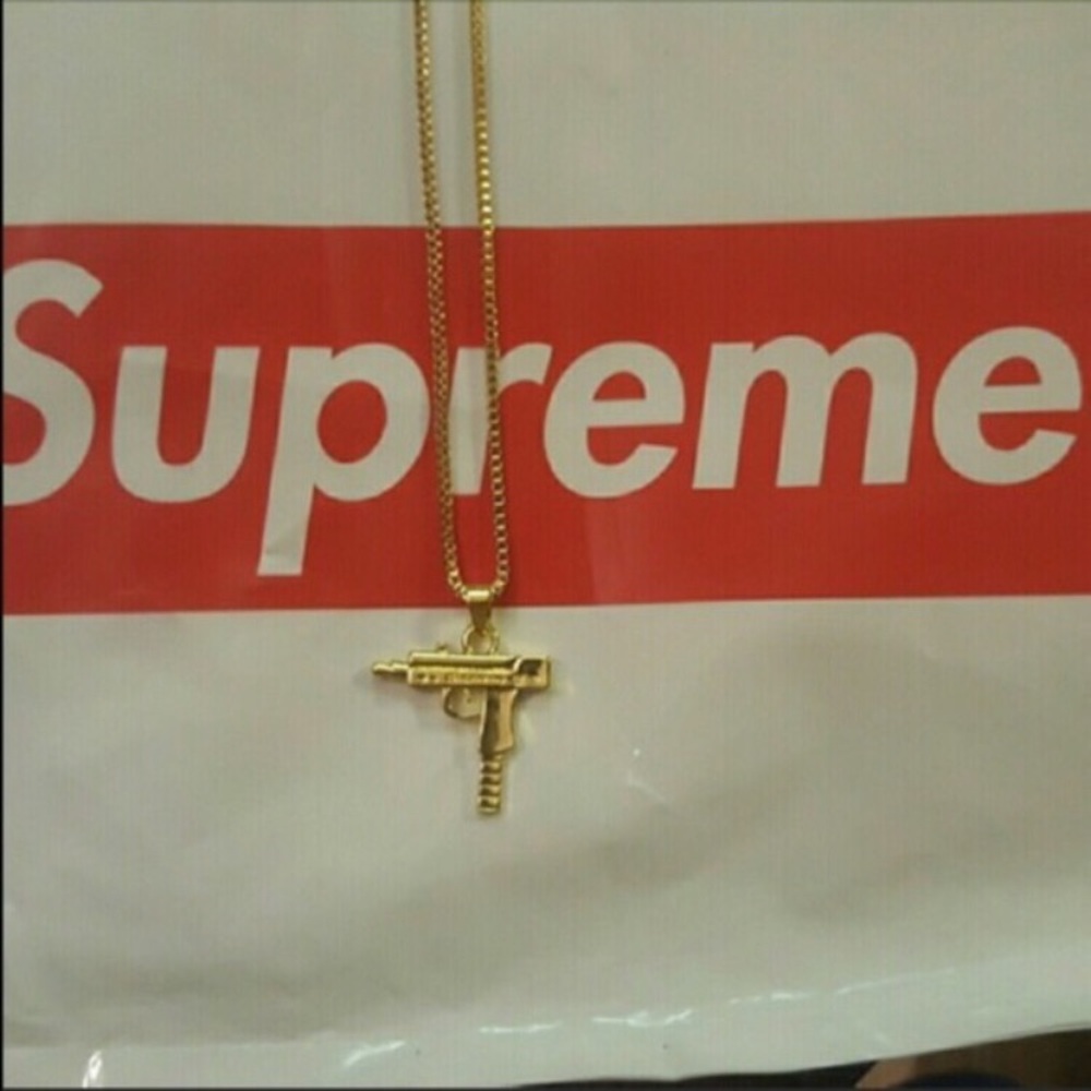 COPY - 18k gold color supreme uzi chain